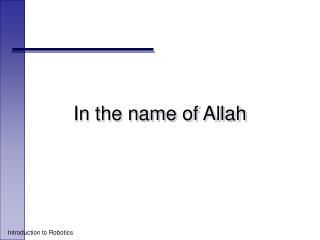 In the name of Allah