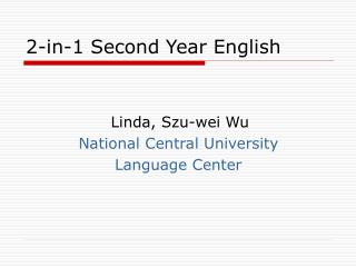 2-in-1 Second Year English