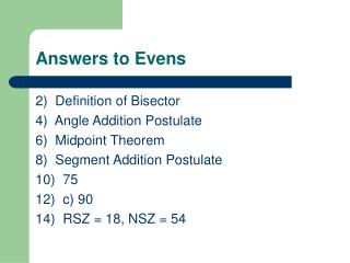 Answers to Evens