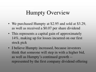 Humpty Overview
