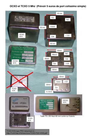 OCXO et TCXO 5 Mhz (Prévoir 5 euros de port colissimo simple)