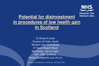 Potential for disinvestment in procedures of low health gain in Scotland