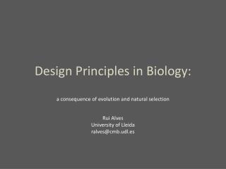 Design Principles in Biology :