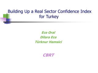 Building Up a Real Sector Confidence Index for Turkey
