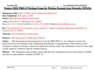 Project: IEEE P802.15 Working Group for Wireless Personal Area Networks (WPANs)
