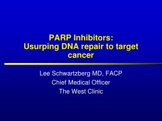 PARP Inhibitors: Usurping DNA repair to target cancer