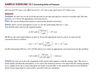 SAMPLE EXERCISE 10.1 Converting Units of Pressure