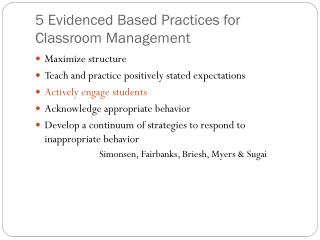 5 Evidenced Based Practices for Classroom Management