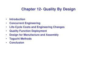 Chapter 12- Quality By Design