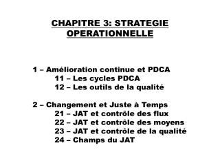 CHAPITRE 3: STRATEGIE OPERATIONNELLE