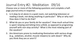 Journal Entry #2: Meditation 09/16