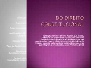   DO DIREITO CONSTITUCIONAL