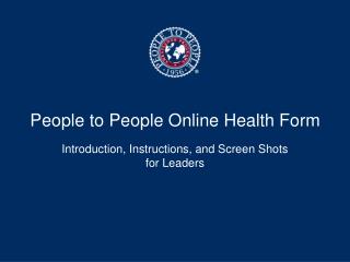 People to People Online Health Form