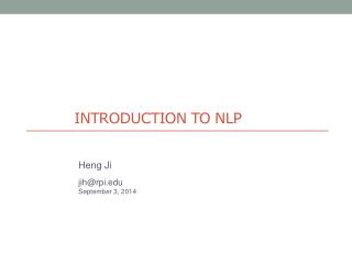 Introduction to NLP