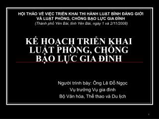 KẾ HOẠCH TRIỂN KHAI LUẬT PHÒNG, CHỐNG BẠO LỰC GIA ĐÌNH