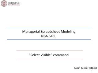 Managerial Spreadsheet Modeling NBA 6430