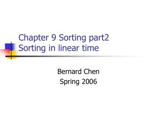 Chapter 9 Sorting part2 Sorting in linear time