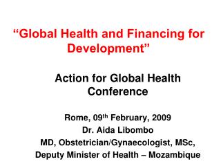 “Global Health and Financing for Development”