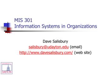 MIS 301 Information Systems in Organizations