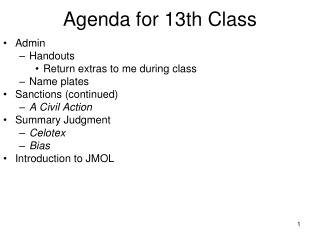 Agenda for 13th Class