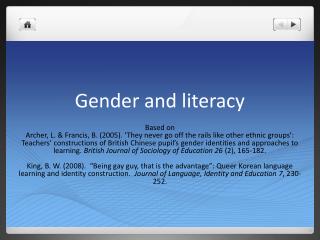 Gender and literacy