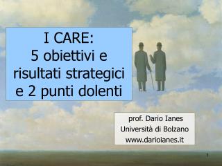 I CARE: 5 obiettivi e risultati strategici e 2 punti dolenti