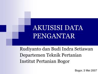 AKUISISI DATA PENGANTAR