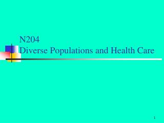 N204 Diverse Populations and Health Care