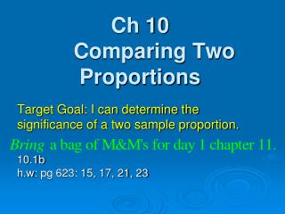 Ch 10 	Comparing Two Proportions