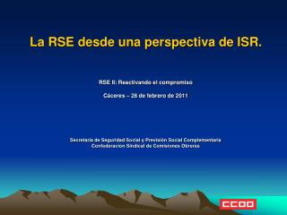 La RSE desde una perspectiva de ISR. RSE II: Reactivando el compromiso