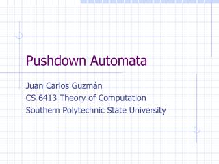 Pushdown Automata