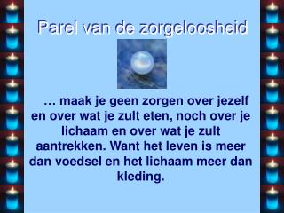 Parel van de zorgeloosheid