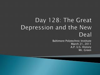Day 128: The Great Depression and the New Deal