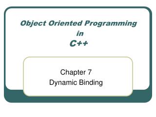 Object Oriented Programming in C++