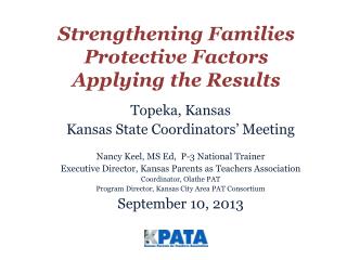 Strengthening Families Protective Factors Applying the Results