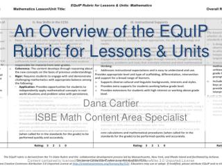 An Overview of the EQuIP Rubric for Lessons &amp; Units