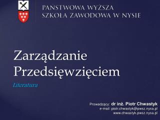 Zarządzanie Przedsięwzięciem