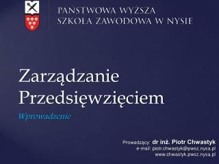 Zarządzanie Przedsięwzięciem