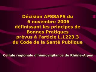 Cellule régionale d’hémovigilance de Rhône-Alpes