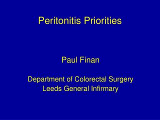 Peritonitis Priorities