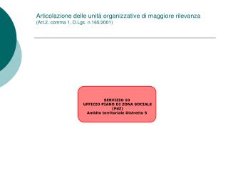 Articolazione delle unità organizzative di maggiore rilevanza (Art.2, comma 1, D.Lgs. n.165/2001)