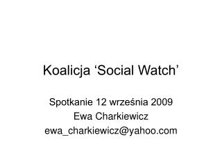 Koalicja ‘Social Watch’