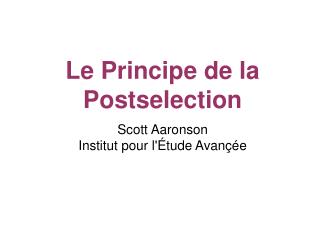 Scott Aaronson Institut pour l' É tude Avançée