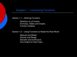 Chapter 1 – Introducing Functions