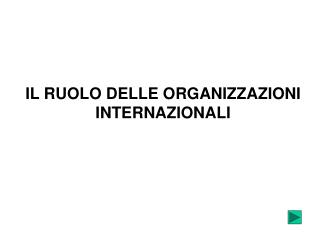 IL RUOLO DELLE ORGANIZZAZIONI INTERNAZIONALI