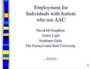 Employment for Individuals with Autism who use AAC