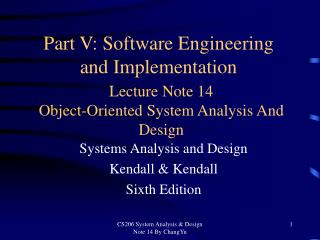 Lecture Note 14 Object-Oriented System Analysis And Design