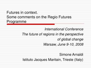 International Conference The future of regions in the perspective of global change