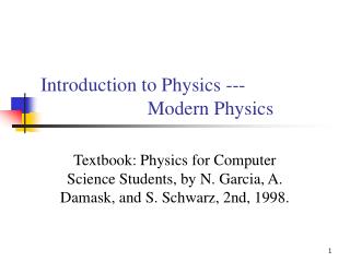 Introduction to Physics --- Modern Physics