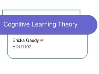 Cognitive Learning Theory